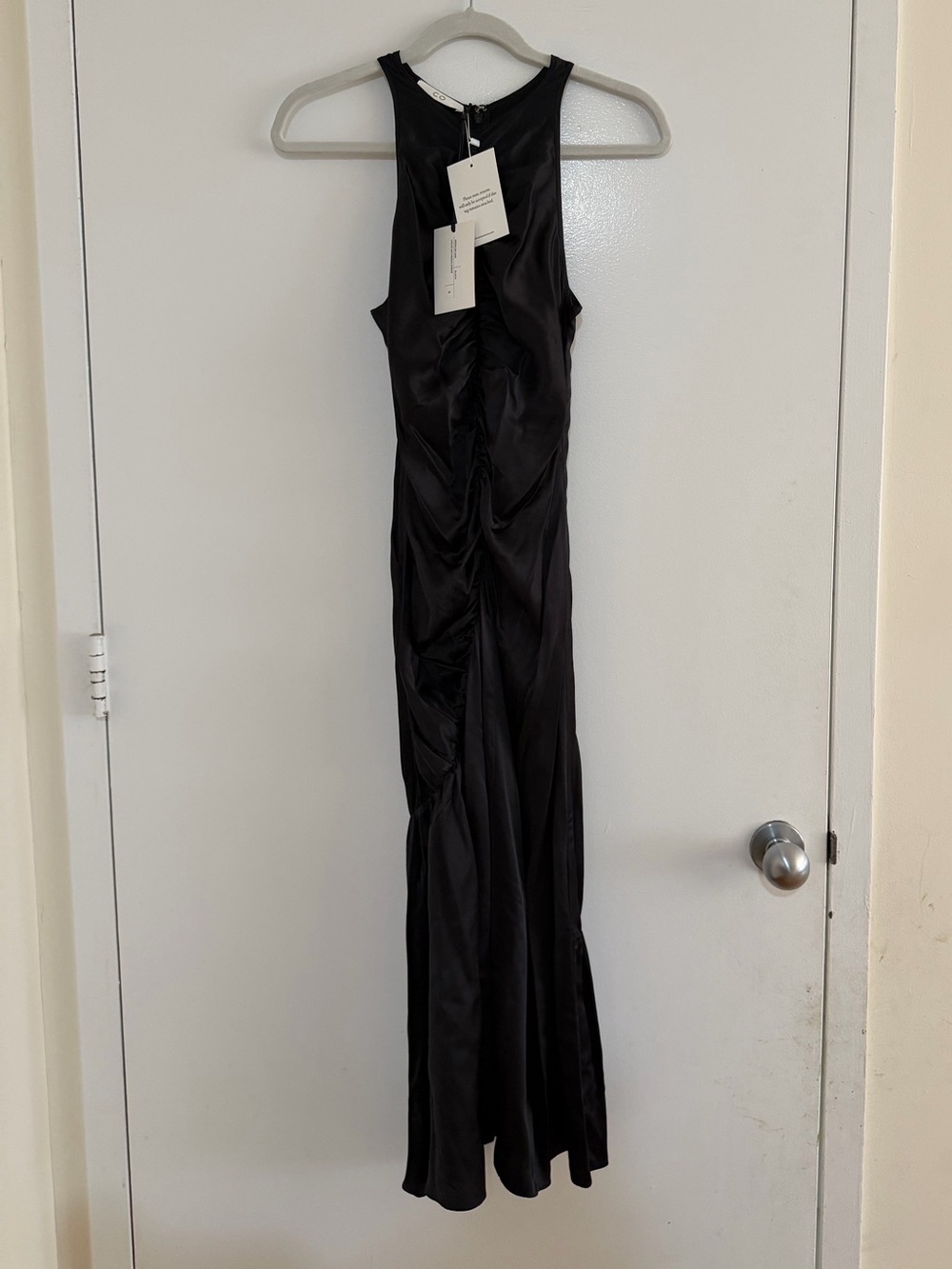 CO black liquid silk dress